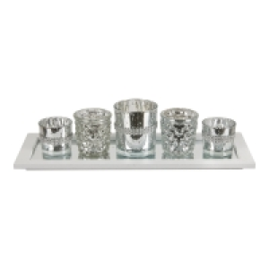 Kerzengläser mit Tablett, Ø ca. 5,5cm, 5er-Set 13.99 €