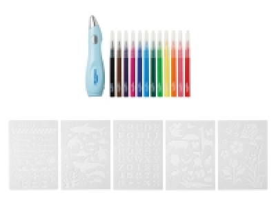 crelando® Airbrush-Starterset, Sprühstift, Filzstifte und Schablonen