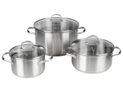 Lidl Ernesto® ERNESTO® Topfset, 3-teilig, mit Glasdeckeln