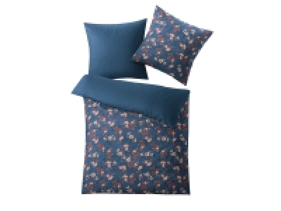 Lidl Kleine Wolke Kleine Wolke Mako-Satin Wende-Bettwäsche »Flowery«, Indigo