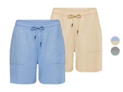 esmara® Damen Sweatbermudas, 2 Stück, mit hohem Baumwollanteil
