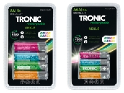 TRONIC® NiMH-Akkus »Ready 2 Use Color«, 4 Stück 4.99 €