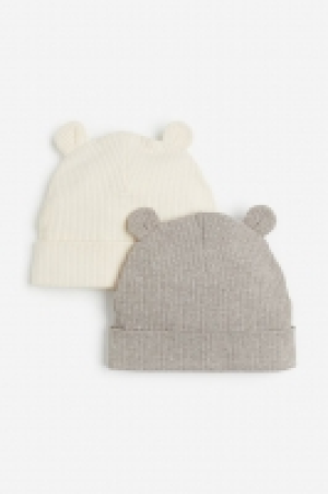 HM  2er-Pack Gerippte Beanies mit Ohren