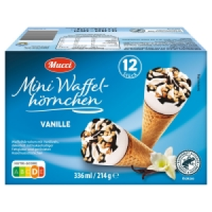 Aldi Süd  MUCCI Mini-Waffelhörnchen 336 ml