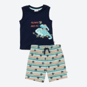 Baby-Jungen-Set mit Chamäleon-Frontaufdruck, 2-teilig