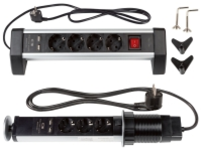 SILVERCREST® Alu-Tischsteckdosenleiste, 3-/ 4-fach, 2 USB-Anschlüsse 12.99 €