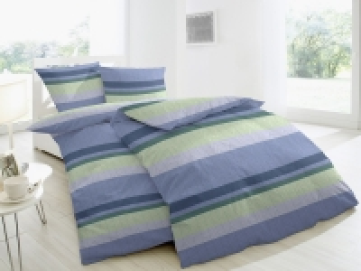 Primera Feinbiberbettwäsche Streifen Blau