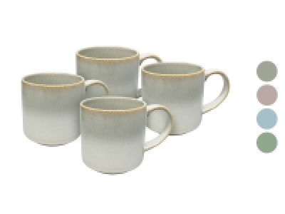 vanWell Kaffeebecher 4erSet 42cl mit Farbglausur Steingut
