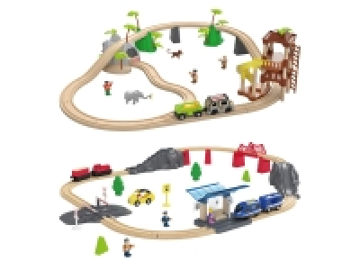 Playtive Eisenbahnset Dschungel / Passagierzug, aus Buchenholz