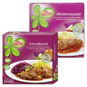 Du darfst Menüs Entenfleisch oder Rinderroulade 1.99 €