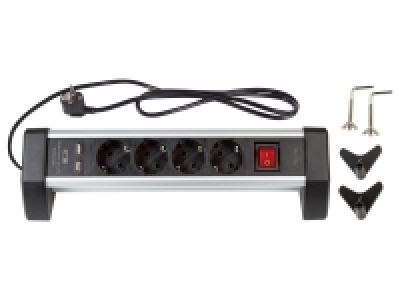 Lidl Silvercrest® SILVERCREST® Alu-Tischsteckdosenleiste, 3-/ 4-fach, 2 USB-Anschlüsse