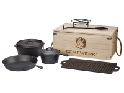 Lidl Echtwerk ECHTWERK 7-teiliges »Dutch Oven Set«, inkl. Holzkiste