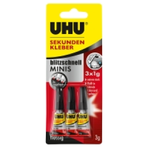 UHU Sekundenkleber-Minis 3 g, 3er-Packung