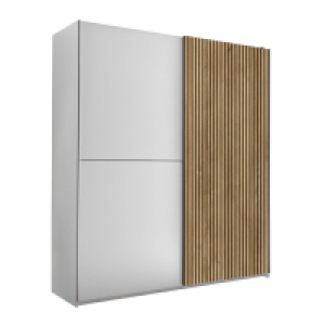 Roller  Schwebetürenschrank - weiß-Karlstad Eiche - 2 Kleiderstangen - 170 cm