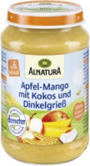 Apfel-Mango mit Kokos und Dinkelgrieß 1.25 €