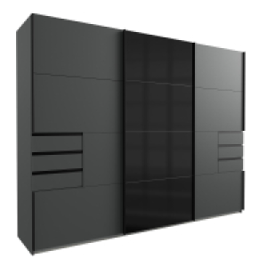 Roller  Schwebetürenschrank - graphit-schwarz - 6 Schubkästen - 270 cm