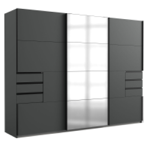 Schwebetürenschrank - graphit - mit Spiegel - 270 cm