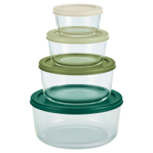 CROFTON 8er Glasschalen mit buntem Deckel