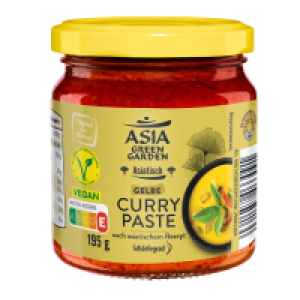 Aldi Süd  ASIA GREEN GARDEN Curry Pasten 195 g, Gelbe Currypaste