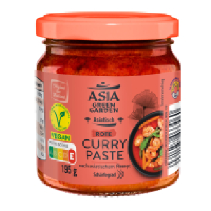 Aldi Süd  ASIA GREEN GARDEN Curry Pasten 195 g, Rote Currypaste