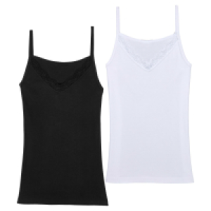 UP2FASHION BASICS Damen Unterhemd, 2er-Pack - Strap V neck