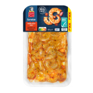 Aldi Süd  GOLDEN SEAFOOD Garnelen Sortiment XXL, Knoblauch-Chili, 400 g