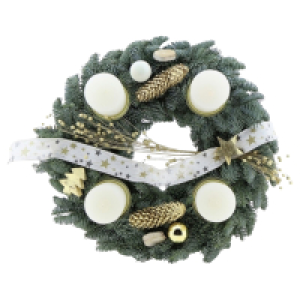 GARDENLINE Adventskranz 40 cm, wei&szlig;-gold Nobilis