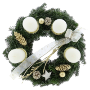 GARDENLINE Adventskranz 40 cm, wei&szlig;-gold Nordmann
