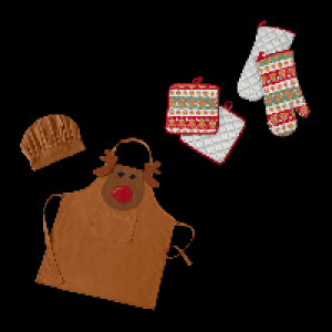 CROFTON Schürze / Küchenset / Topflappen-Ofenhandschuh-Set