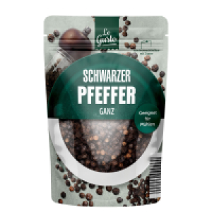 LE GUSTO Gew&uuml;rze im Nachf&uuml;llbeutel 130 g, Pfeffer, schwarz, ganz