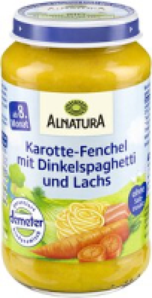 Alnatura Karotte, Fenchel mit Dinkelspaghetti und Lachs