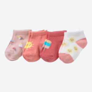 NKD  Baby-M&auml;dchen-Sneaker-Socken mit Sommer-Motiven, 4er-Pack