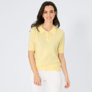 Damen-Poloshirt in Ajour-Strick-Design