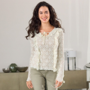 Damen-Langarmshirt mit R&uuml;schen