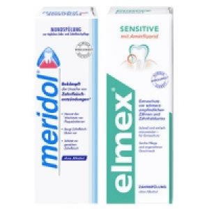 elmex Sensitiv, Kariesschutz oder meridol Zahnspülung 4.49 €