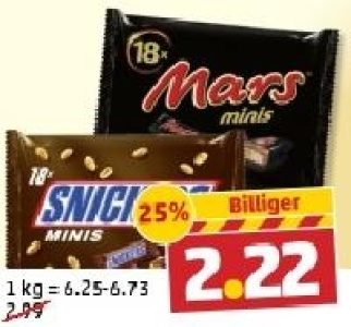 MARS, SNICKERS oder TWIX Schokoriegel 2.22 €