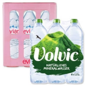 Volvic Naturelle, leichtperlig oder Evian 3.99 €