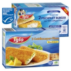 iglo Goldknusper-Filets Goldback K&auml;se Kr&auml;uter oder Fischfilet Burger 1.99&nbsp;&euro;