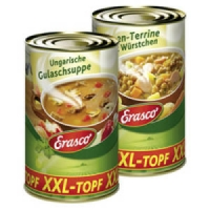 Erasco XXL-Topf Ungarische Gulaschsuppe oder Linsen-Terrine mit W&uuml;rstc