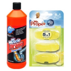 Drano Rohrfrei Power-Gel oder Mr. Proper WC-Stein Nachf&uuml;ller
