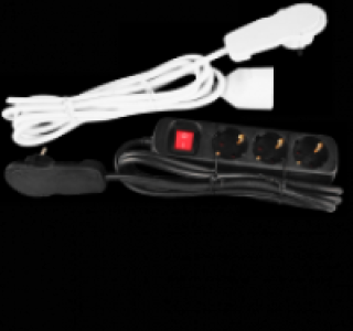 3-fach-Steckdosenleiste oder 3-m-Verl&auml;ngerungskabel