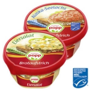Popp Brotaufstrich Ei oder Seelachs 0.89 €