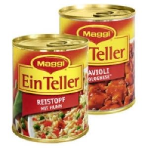 Maggi Ein Teller Reistopf mit Huhn oder Ravioli
