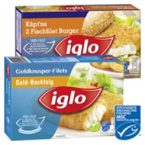 iglo Goldknusper-Filets Goldback, K&auml;se Kr&auml;uter oder Fischfilet Burger