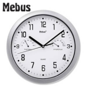 Quarz-Wanduhr mit Thermo-/Hygrometer 6.99 €