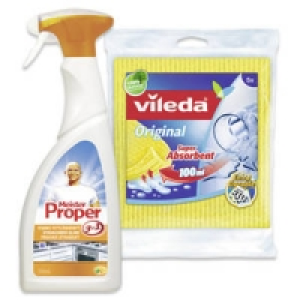 Vileda Schwammtuch Aqua, Meister Proper K&uuml;chen- oder Bad-Reiniger-Spra