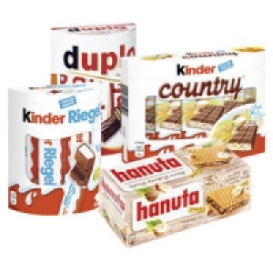 Ferrero duplo, kinder Riegel, hanuta oder kinder country