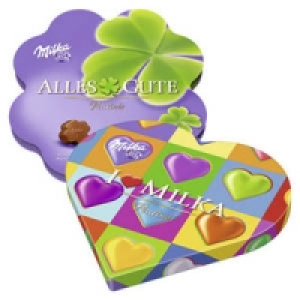 I love Milka Geschenkherz, Alles Gute oder Kleines Dankeschön Pralinés