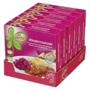 Du darfst Menüs Rinderroulade oder Entenfleisch