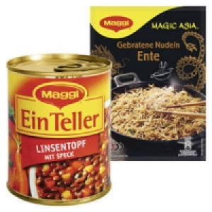 Maggi Magic Asia Gebratene Nudeln oder 1 Teller Linseneintopf mit Spec